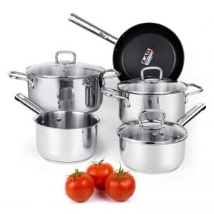 Viewee Cookware Set 8-Piece Stainless Steel Pans and Pots Sets