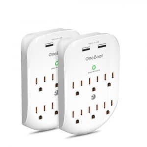 One Beat 6-Outlet Wall Surge Protector with two USB Charging Ports, ETL Certified