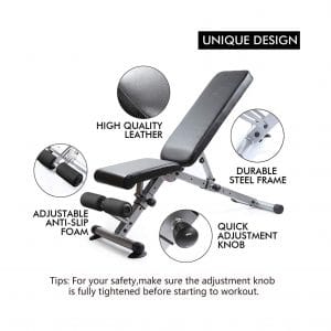 RitFit Adjustable Utility Bench for a Home Gym, 36 Body Exercises
