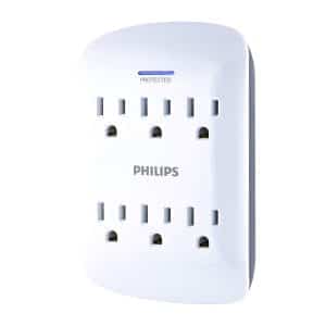PHILIPS 6-Outlet Surge Protector, Space-Saving Design, SPP3461WA:38