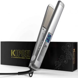 KIPOZI Professional Hair Straightener with Adjustable Temperature, Silver