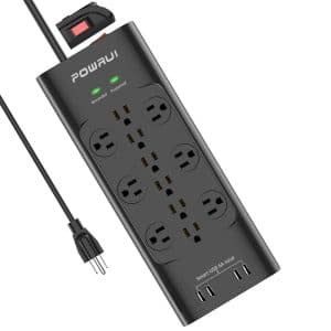 POWRUI Surge Protector with 12-Outlet & 4 USB Ports, ETL Listed