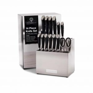 Luxhomewears Kitchen Knife Set, 14 pc with Built-In Sharpener