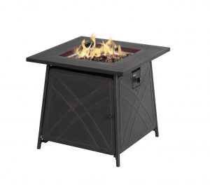 BALI OUTDOORS Firepit 8 inches Square Table LP Gas Fireplace, Black