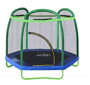 Clevr 7ft Kids’ Trampoline w: Safety Enclosure Net and Spring Pad, Heavy Duty Frame