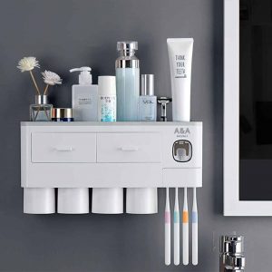 A&;A Essentialz Toothbrush Holder with Toothpaste Dispenser (4 Cup)
