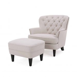 Alfred Tufted Fabric Contemporary Lounge with Ottoman