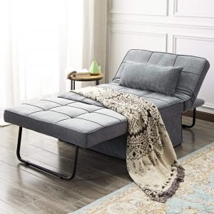 Vonanda Ottoman Foldable Chair Bed, Velvet Gray
