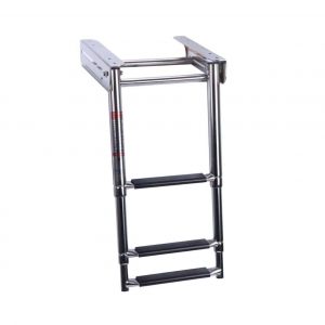 Pebbly Beach Stainless Steel Telescoping 3-Step Ladder