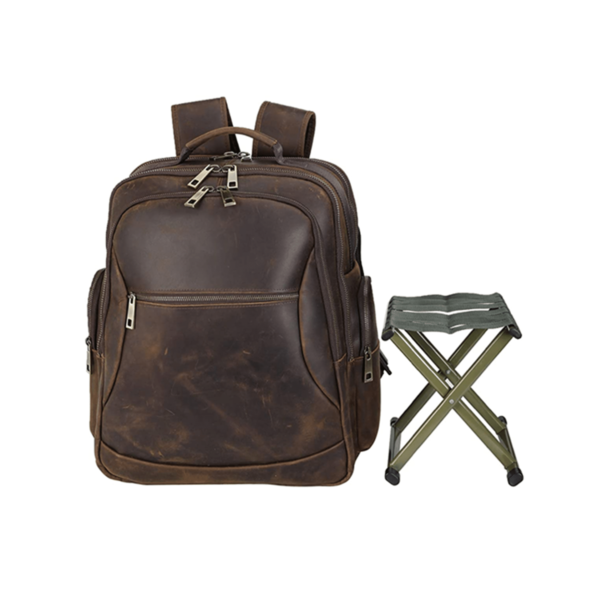 9. Polare Leather Backpack Stool Combo For Outdoor Activities 