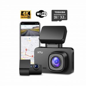 XTU Dash Cam 4K 1440P + 1080P Built-in Wi-Fi and GPS