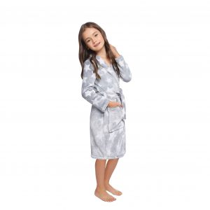 Hawiton Kids Flannel Robe Hooded Warm Sleep Robe