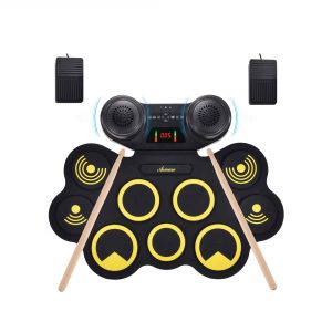 Asmuse Portable Electric Drum Set 9 Pads with Bluetooth Function
