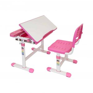 Mount-It! Kids Chair and Desk Set Ergonomic Children’s Workstation, Pink