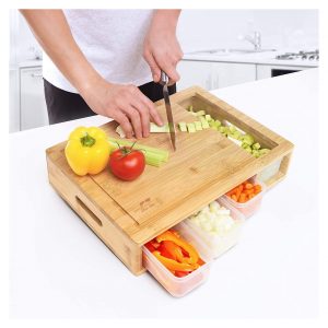 ChopZing Bamboo Cutting Board With Containers